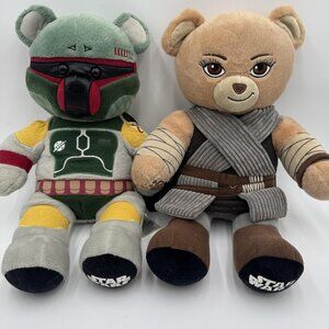 Build-A-Bear Star Wars Boba Fett Rey Plush Teddy Bears Lot 2 19in Stuffed Toys